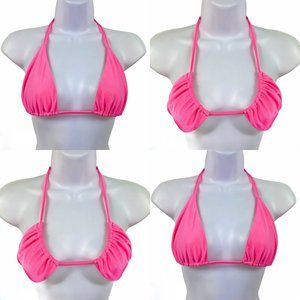 Tiger Mist Neon Pink Triangle Halter Bikini Top M